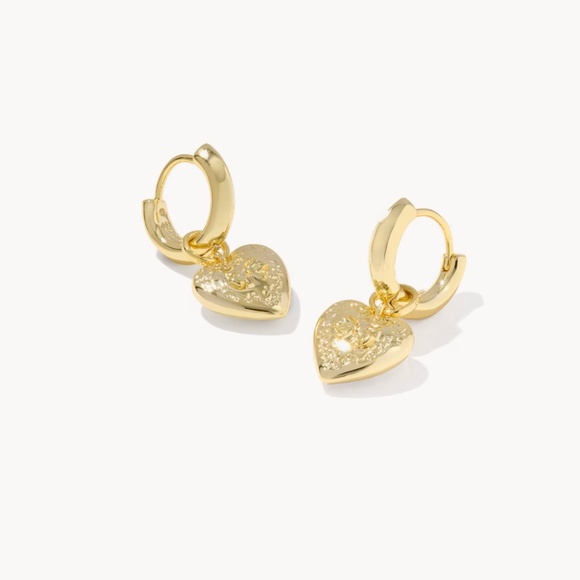 Kendra Scott x LoveShackFancy Heart Gold Convertible Huggie Earrings - Picture 1 of 5